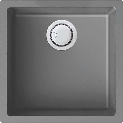 Samuel Müeller Zara 18in x 18in silQ Granite Integral/Dual Mount Single Bowl Kitchen Sink with 0 Holes, Grey