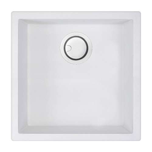 Samuel Müeller Zara 18in x 18in silQ Granite Integral/Dual Mount Single Bowl Kitchen Sink with 0 Holes, Total White