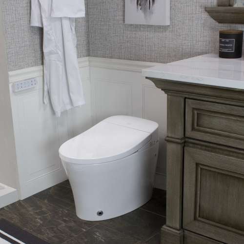 Samuel Müeller SMESB-01 Enterprise 1-Piece 1.28/0.87 GPF Dual Flush Elongated Smart Bidet Toilet, White
