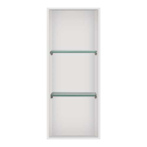 SMSTV3414-GR 14-in x 4-in x 34-in Recessed Stainless Steel Vertical Shower Storage Pod With Two Shelves, Grey