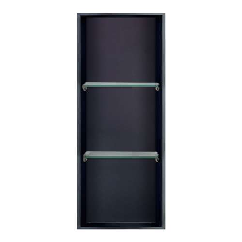 SMSTV3414-GM/MB 14-in x 4-in x 34-in Recessed Stainless Steel Vertical Shower Storage Pod With Two Shelves, Gun Metal/Matte Black