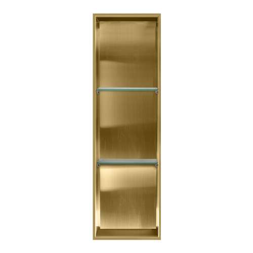 SMSTV4614-CB 14-in x 4-in x 46-in Recessed Stainless Steel Vertical Shower Storage Pod With Two Shelves, Champagne Bronze