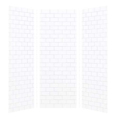 Monterey 36-in x 36-in x 96-in Glue to Wall 3-Piece Shower Wall Kit, White/Tile