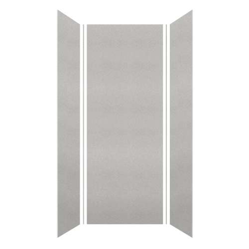 SMMW4K363696-27V Monterey 36-in x 36-in x 96-in Glue To Wall 3-Piece 4mm Shower Wall Kit, Grey Stone (Velvet Smooth Finish)