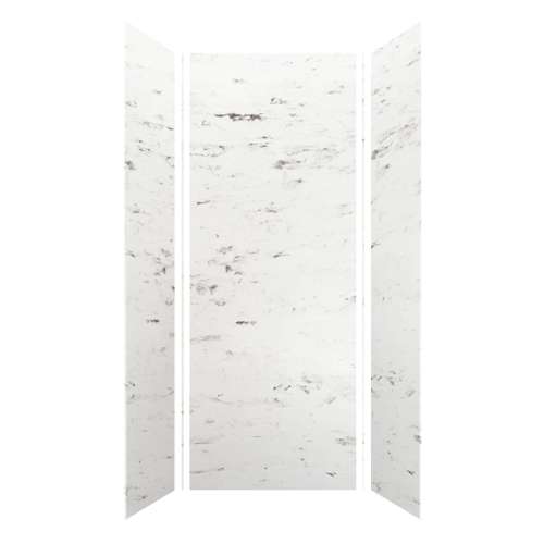 SMMW4K363696-47V Monterey 36-in x 36-in x 96-in Glue To Wall 3-Piece 4mm Shower Wall Kit, Carrara (Velvet Smooth Finish)