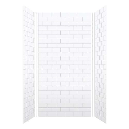 Monterey 48-in x 36-in x 96-in Glue to Wall 3-Piece Shower Wall Kit, White/Tile