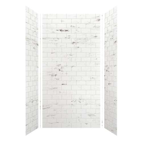 SMMW4K483696-47 Monterey 48-in x 36-in x 96-in Glue To Wall 3-Piece 4mm Shower Wall Kit, Carrara (4-in x 8-in Subway Tile Pattern)