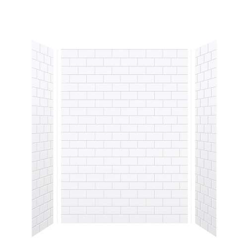 Monterey 60-in x 36-in x 84-in Glue to Wall 3-Piece Tub Wall Kit, White/Tile