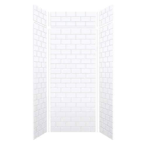 Samuel Mueller Monterey 36-in x 36-in x 84/12-in Glue to Wall 6-Piece Transition Shower Wall Kit, White/Tile