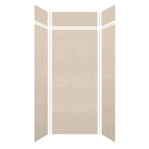 Monterey 36-in x 36-in x 84/12-in Glue to Wall 6-Piece Transition Shower Wall Kit, Butternut/Tile