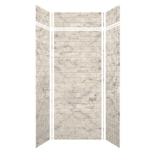 Samuel Mueller Monterey 36-in x 36-in x 84/12-in Glue to Wall 6-Piece Transition Shower Wall Kit, Creme/Tile