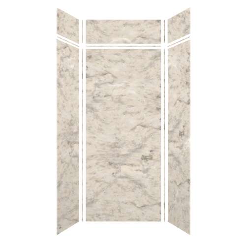 Monterey 36-in x 36-in x 84/12-in Glue to Wall 6-Piece Transition Shower Wall Kit, Creme/Velvet