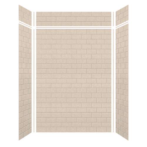 Monterey 60-in x 36-in x 84/12-in Glue to Wall 6-Piece Transition Shower Wall Kit, Butternut/Tile