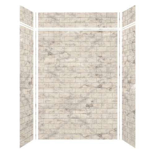 Samuel Mueller Monterey 60-in x 36-in x 84/12-in Glue to Wall 6-Piece Transition Shower Wall Kit, Creme/Tile