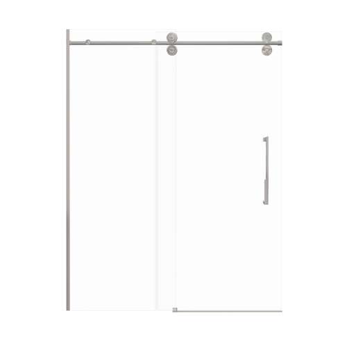 Samuel Mueller Teutonic 60-in X 80-in Barn Shower Door with 3/8-in Clear Glass and Juliette Double-Sided Handle, Brushed Stainless