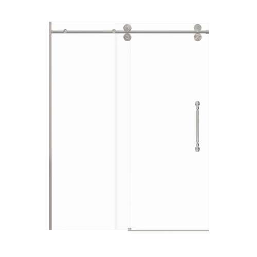 Teutonic Plus 60-in X 80-in Barn Shower Door with 3/8-in Low Iron Glass and Nicholson Handle and Knob Handle, Brushed Stainless