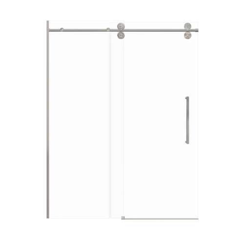 Samuel Mueller Teutonic Plus 60-in X 80-in Barn Shower Door with 3/8-in Low Iron Glass and Royston Double-Sided Handle, Brushed Stainless