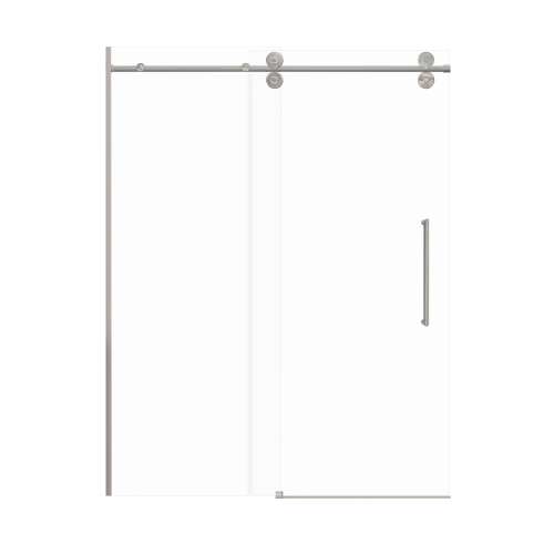 Teutonic 60-in X 80-in Barn Shower Door with 3/8-in Low Iron Glass and Tyler Double-Sided Handle, Brushed Stainless