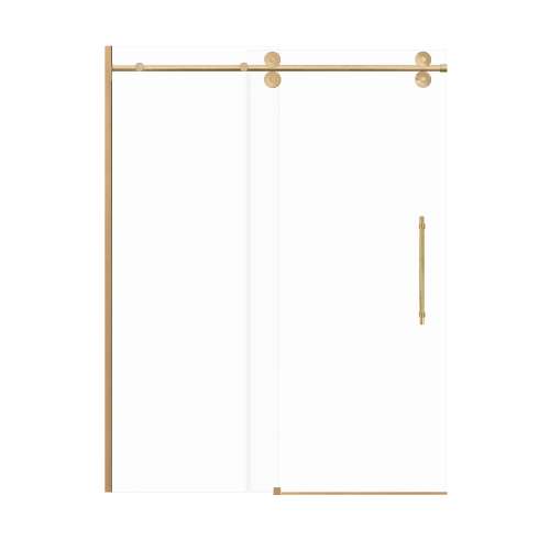 Samuel Mueller Teutonic 60-in X 80-in Barn Shower Door with 3/8-in Clear Glass and Barrington Knurled Double-Sided Handle, Champagne Bronze