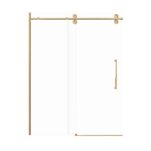 Samuel Mueller Teutonic 60-in X 80-in Barn Shower Door with 3/8-in Clear Glass and Juliette Handle and Knob Handle, Champagne Bronze