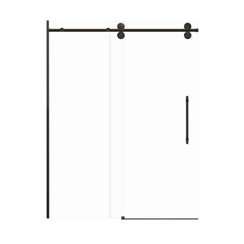 Teutonic Plus 60-in X 80-in Barn Shower Door with 3/8-in Low Iron Glass and Barrington Knurled Handle and Knob Handle, Matte Black