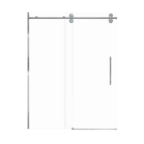 Samuel Mueller Teutonic 60-in X 80-in Barn Shower Door with 3/8-in Low Iron Glass and Barrington Knurled Double-Sided Handle, Polished Chrome
