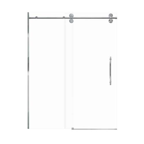 Teutonic 60-in X 80-in Barn Shower Door with 3/8-in Low Iron Glass and Barrington Plain Handle and Knob Handle, Polished Chrome