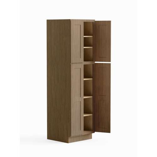 SMU309024-ASM-FR01-TW Framington 30-in x 24-in x 90-in Assembled Remington Four Door Tall Utility Cabinet, Tan Wood