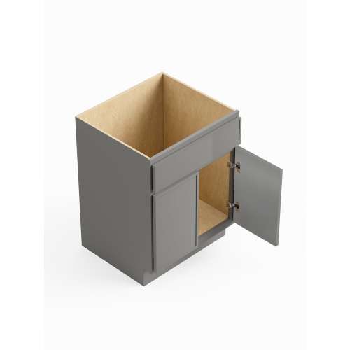 SMVS24-RTA-FR02-LG Framington 24-in x 21-in x 35-in Ready to Assemble Latitude Double Door Single Drawer Front Vanity Sink Base Cabinet, Light Grey