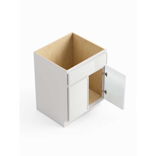 SMVS30S-RTA-FR02-WH Framington 30-in x 21-in x 35-in Ready to Assemble Latitude Double Door Single Drawer Front Vanity Sink Base Cabinet, White