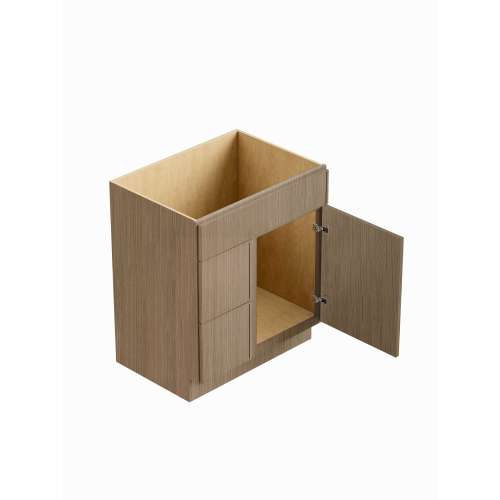 SMV3021DL-2D-RTA-FR02-TW Framington 30-in x 21-in x 35-in Ready to Assemble Latitude Vanity Combo Base Cabinet With Two Drawers on Left, Tan Wood