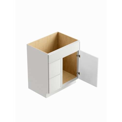 SMV3021DL-2D-RTA-FR02-WH Framington 30-in x 21-in x 35-in Ready to Assemble Latitude Vanity Combo Base Cabinet With Two Drawers on Left, White