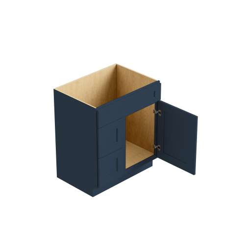 SMV3021DL-2D-RTA-FR01-NB Framington 30-in x 21-in x 35-in Ready to Assemble Remington Vanity Combo Base Cabinet With Two Drawers on Left, Navy Blue
