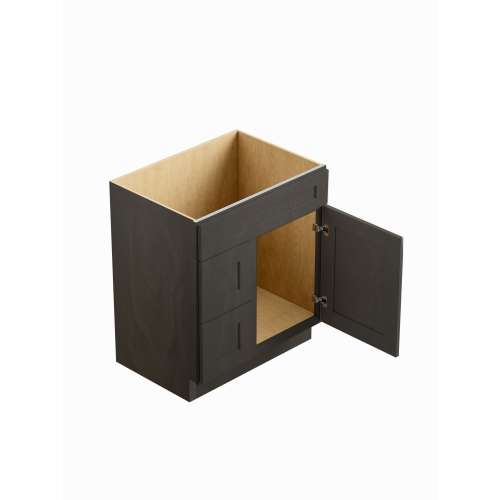 SMV2721DL-2D-RTA-FR01-SG Framington 27-in x 21-in x 35-in Ready to Assemble Remington Vanity Combo Base Cabinet With Two Drawers on Left, Smokey Grey