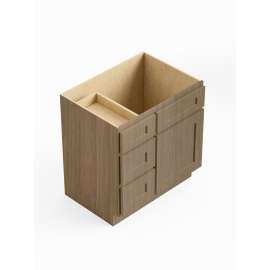 SMV3021DL-ASM-FR01-TW Framington 30-in x 21-in x 35-in Assembled Remington Vanity Combo Base Cabinet With Three Drawers on Left, Tan Wood