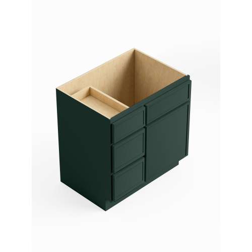 SMV3021DL-ASM-FR02-GR Framington 30-in x 21-in x 35-in Assembled Latitude Vanity Combo Base Cabinet With Three Drawers on Left, Green