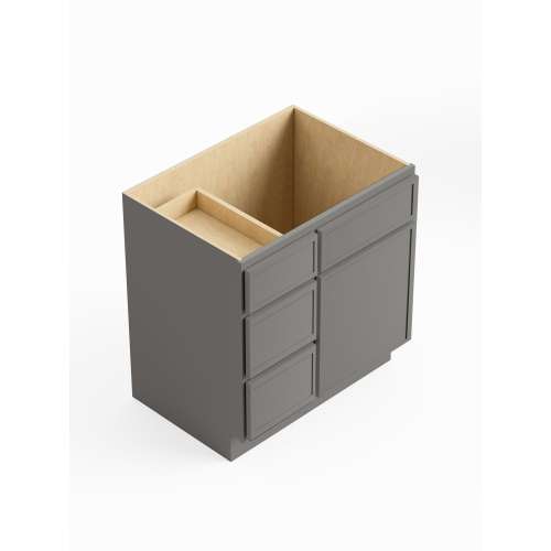 SMV3021DL-ASM-FR02-LG Framington 30-in x 21-in x 35-in Assembled Latitude Vanity Combo Base Cabinet With Three Drawers on Left, Light Grey