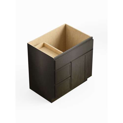 SMV3021DL-ASM-FR02-SG Framington 30-in x 21-in x 35-in Assembled Latitude Vanity Combo Base Cabinet With Three Drawers on Left, Smokey Grey