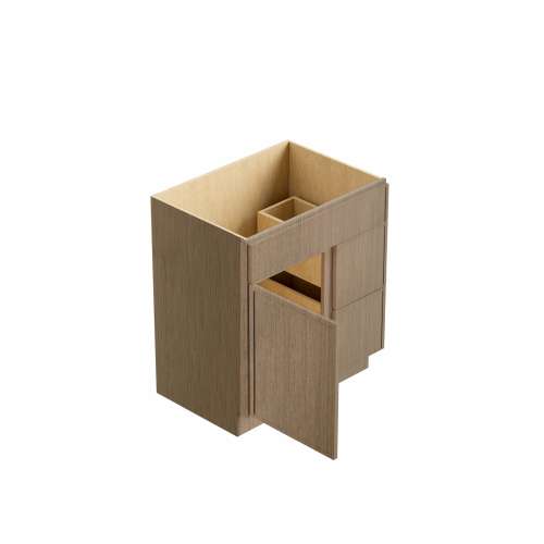 SMV3021DR-2D-RTA-FR02-TW Framington 30-in x 21-in x 35-in Ready to Assemble Latitude Vanity Combo Base Cabinet With Two Drawers on Right, Tan Wood