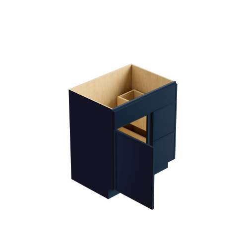 SMV3021DR-2D-RTA-FR02-NB Framington 30-in x 21-in x 35-in Ready to Assemble Latitude Vanity Combo Base Cabinet With Two Drawers on Right, Navy Blue