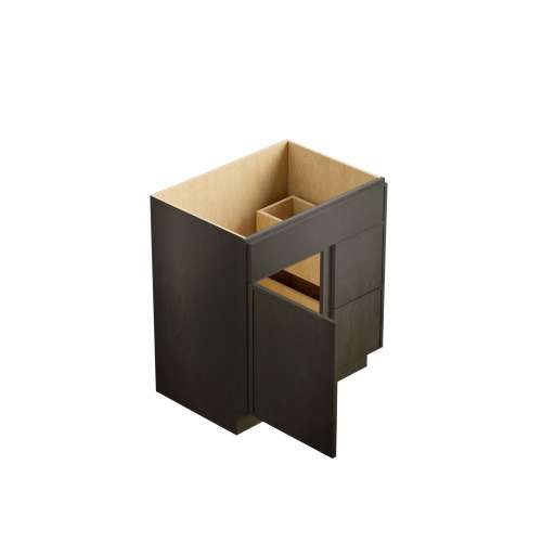 SMV2721DR-2D-RTA-FR02-SG Framington 27-in x 21-in x 35-in Ready to Assemble Latitude Vanity Combo Base Cabinet With Two Drawers on Right, Smokey Grey