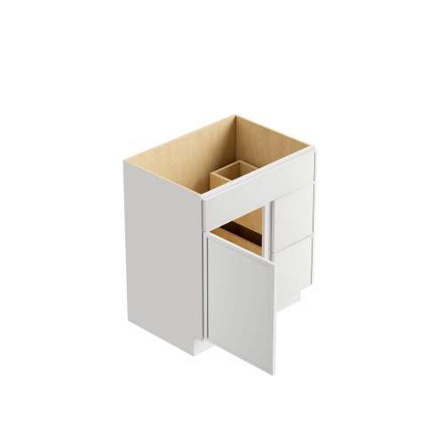 SMV3021DR-2D-RTA-FR02-WH Framington 30-in x 21-in x 35-in Ready to Assemble Latitude Vanity Combo Base Cabinet With Two Drawers on Right, White