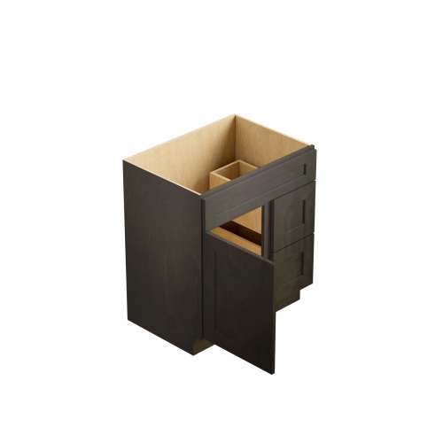 SMV2721DR-2D-RTA-FR01-SG Framington 27-in x 21-in x 35-in Ready to Assemble Remington Vanity Combo Base Cabinet With Two Drawers on Right, Smokey Grey