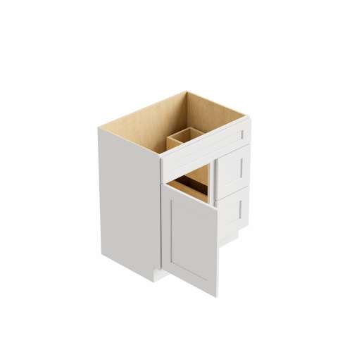 SMV2721DR-2D-RTA-FR01-WH Framington 27-in x 21-in x 35-in Ready to Assemble Remington Vanity Combo Base Cabinet With Two Drawers on Right, White