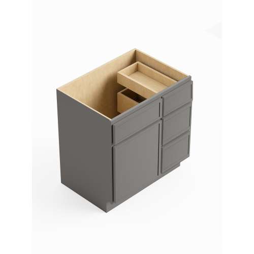 SMV3021DR-RTA-FR02-LG Framington 30-in x 21-in x 35-in Ready to Assemble Latitude Vanity Combo Base Cabinet With Three Drawers on Right, Light Grey