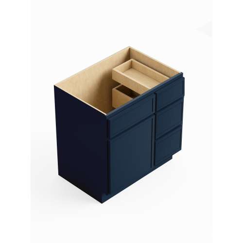 SMV3021DR-RTA-FR02-NB Framington 30-in x 21-in x 35-in Ready to Assemble Latitude Vanity Combo Base Cabinet With Three Drawers on Right, Navy Blue
