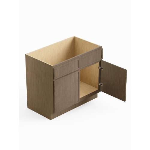 SMVS36-RTA-FR02-TW Framington 36-in x 21-in x 35-in Ready to Assemble Latitude Double Door Double Drawer Front Vanity Sink Base Cabinet, Tan Wood