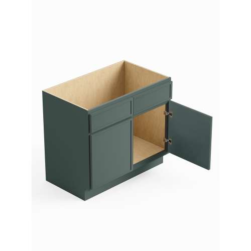 SMVS36-RTA-FR02-GR Framington 36-in x 21-in x 35-in Ready to Assemble Latitude Double Door Double Drawer Front Vanity Sink Base Cabinet, Green