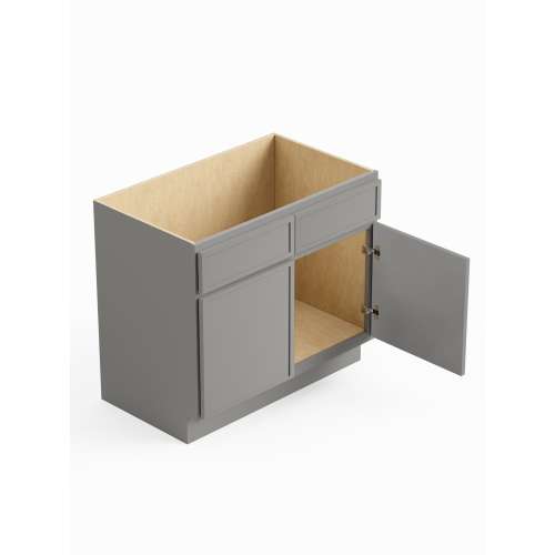 SMVS36-RTA-FR02-LG Framington 36-in x 21-in x 35-in Ready to Assemble Latitude Double Door Double Drawer Front Vanity Sink Base Cabinet, Light Grey