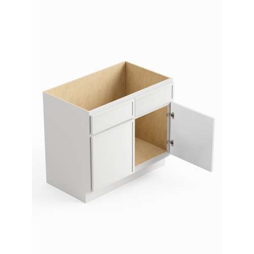 SMVS36-RTA-FR02-WH Framington 36-in x 21-in x 35-in Ready to Assemble Latitude Double Door Double Drawer Front Vanity Sink Base Cabinet, White